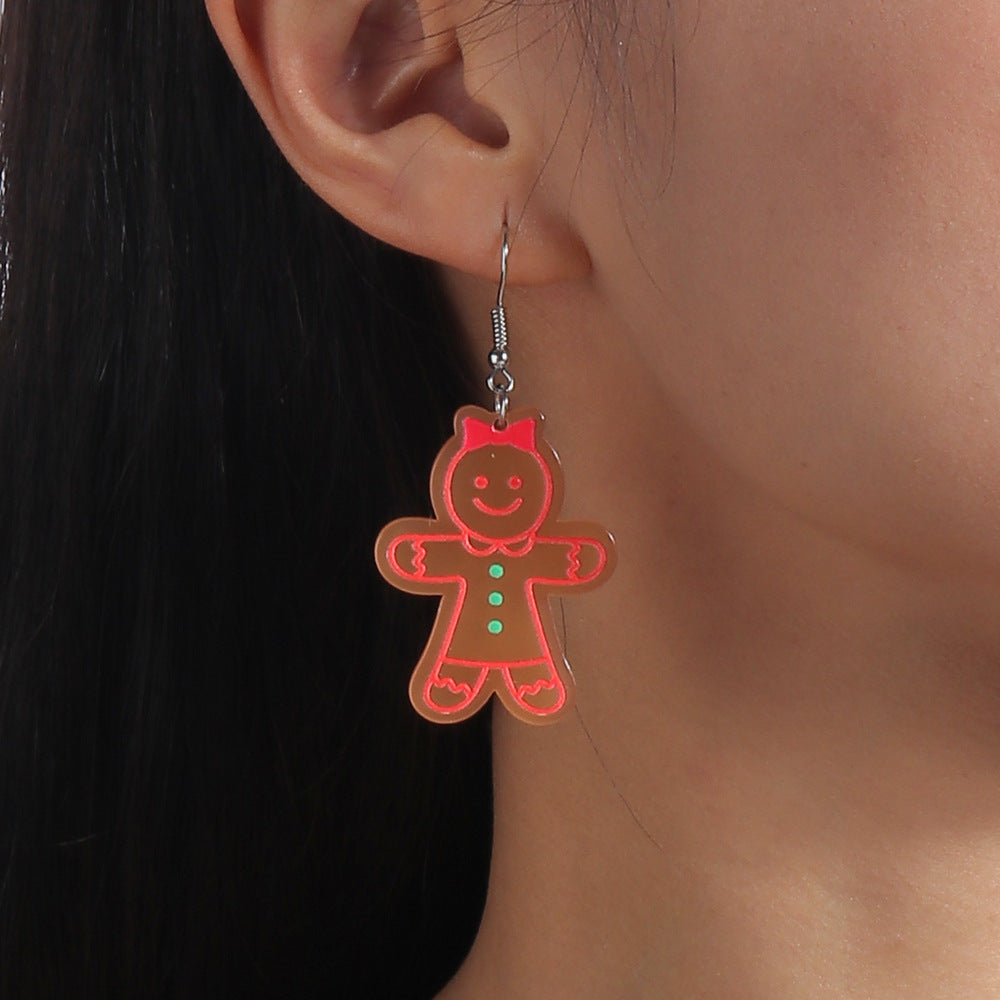 Acrylic cartoon gingerbread human earrings (Minimo de Compra 2) MYA-YueS003