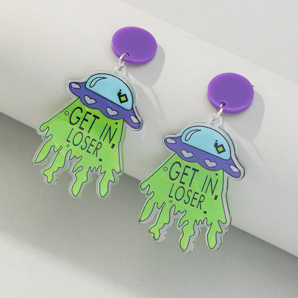 Acrylic Cute Alien Earrings (Minimo de Compra 2) MIC-BeiQ005