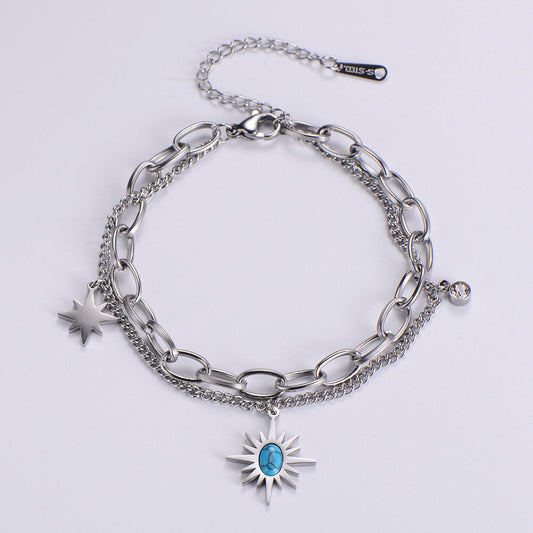 Star Turquoise Stainless Steel Bracelet