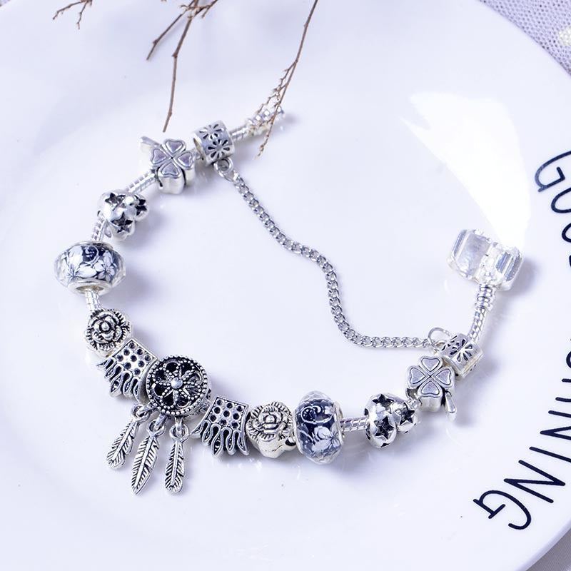 Crystal glass European crown bead bracelet US-ShanM002