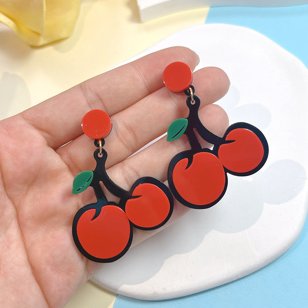 Acrylic New Trendy Cherry Earrings PinH009