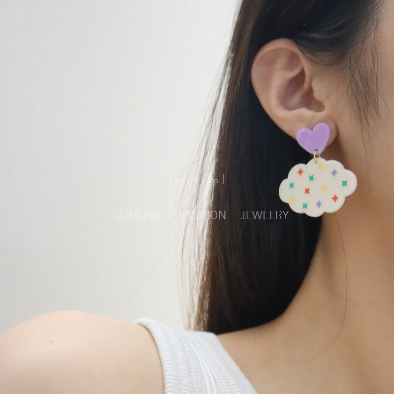 Acrylic Cute Star Cloud Earrings MIC-OuG098