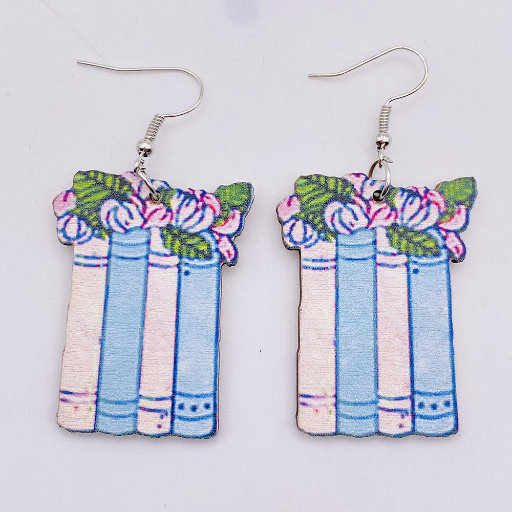 Alloy student wooden earrings MIC-ChenY008