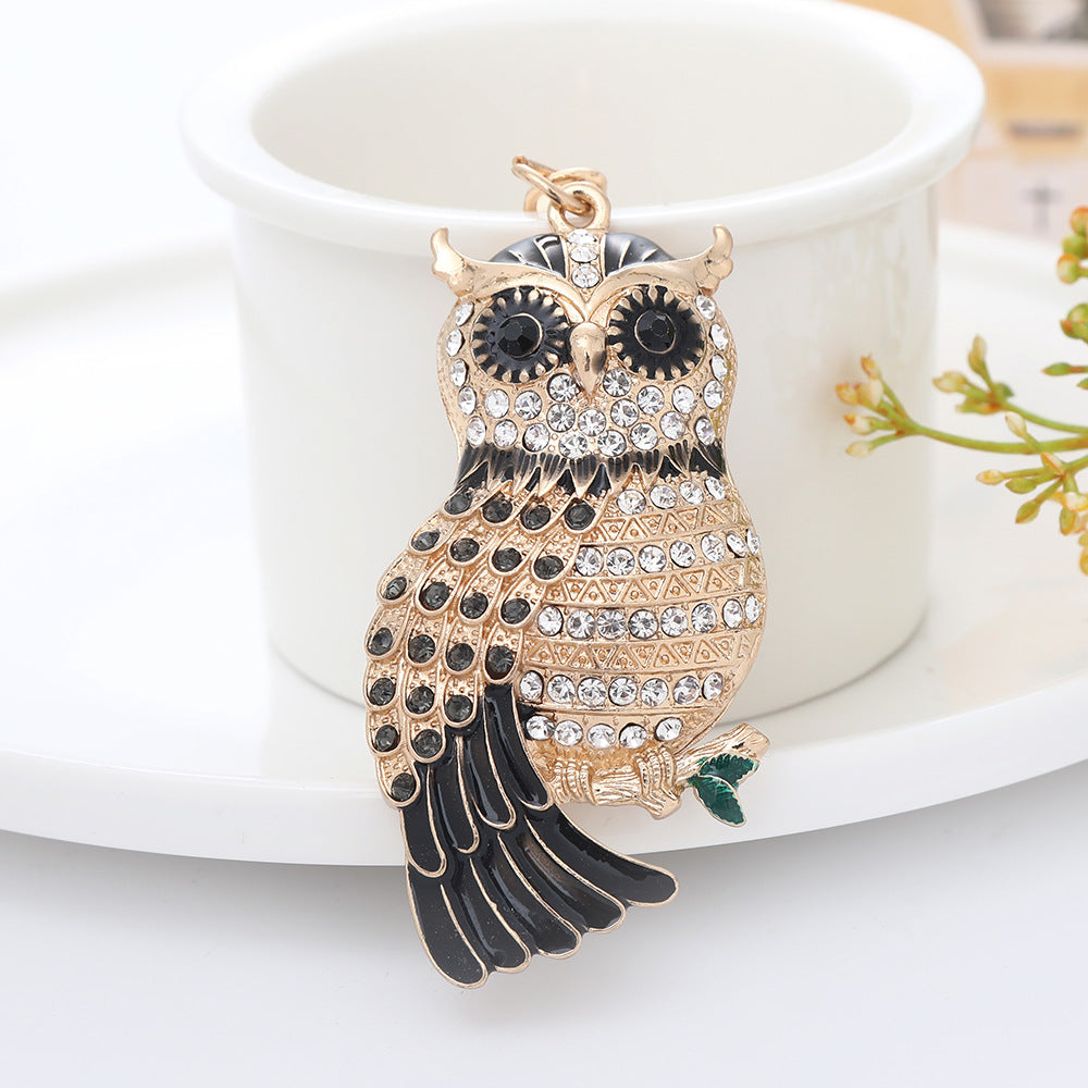 Lovely diamond inlaid owl keychain  (Minimo de compra 2) MIC-ChaoK002