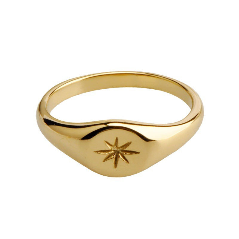 Stainless steel gold-plated pentagram three-dimensional ring MYA-YHZX023