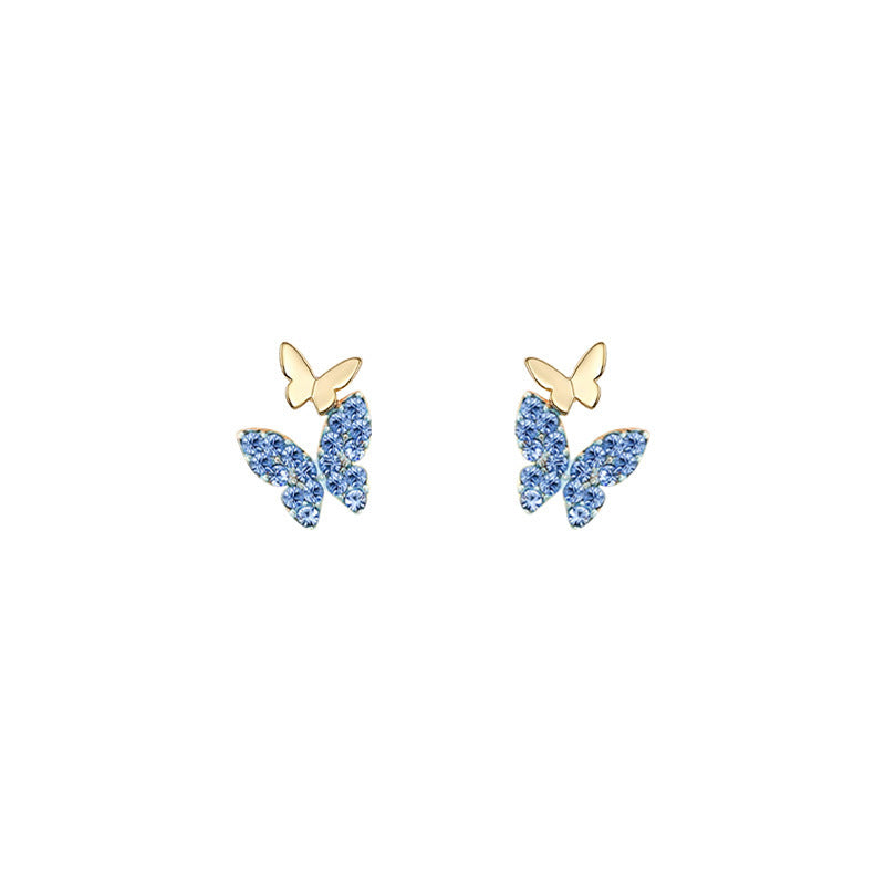 Alloy blue butterfly earrings MIC-YinXin008