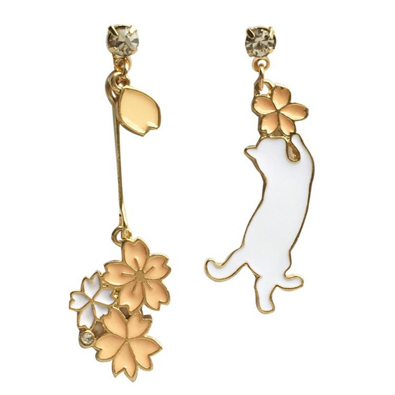 Alloy cat flower earrings MIC-GangM002