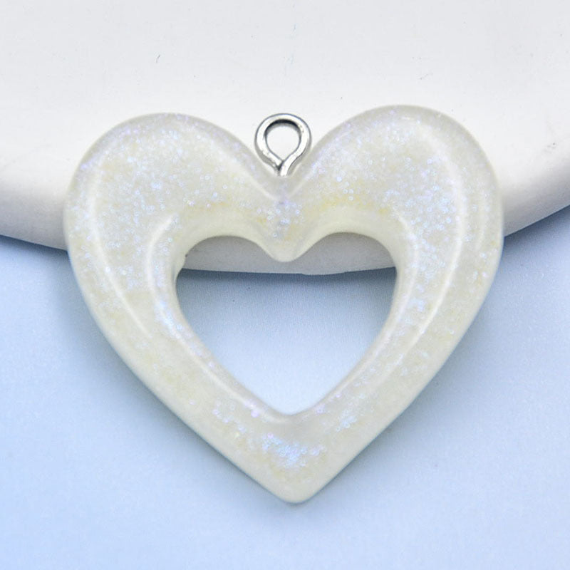 Resin glitter powder hollow heart accessories MYA-HuiX006