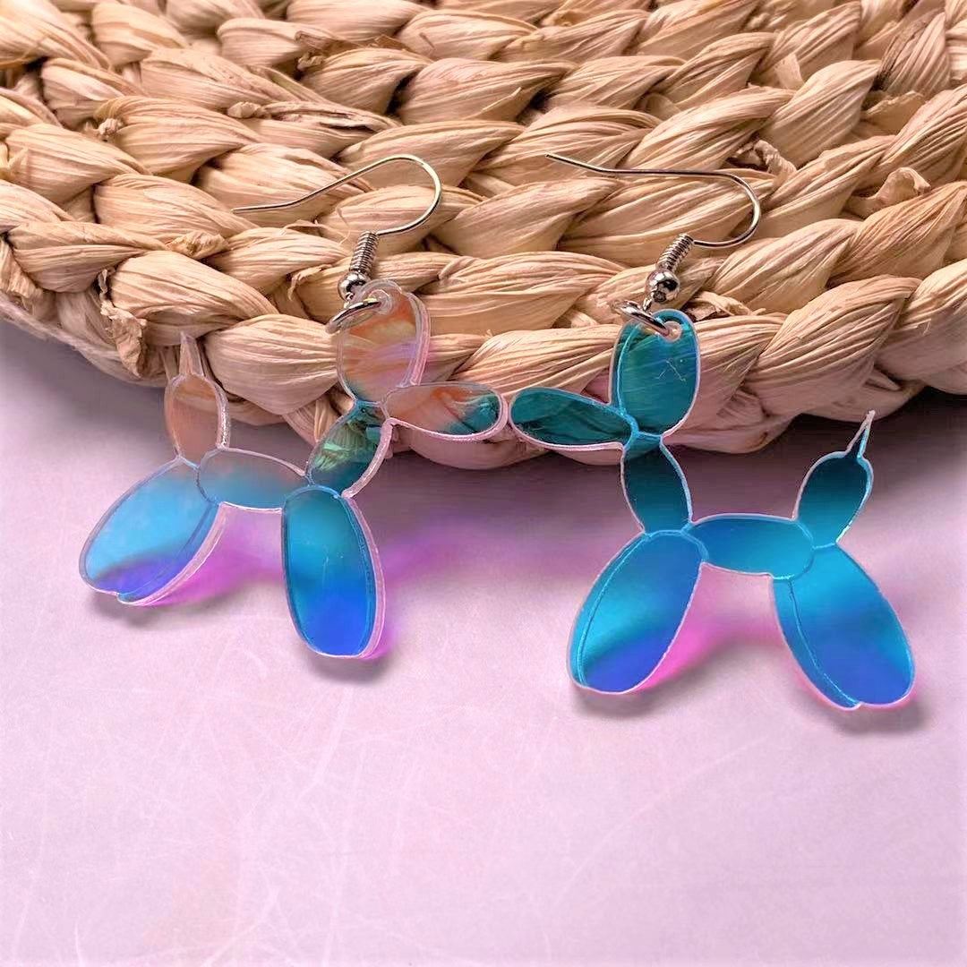 Acrylic splicing poodle colorful earrings MIC-ChiC009