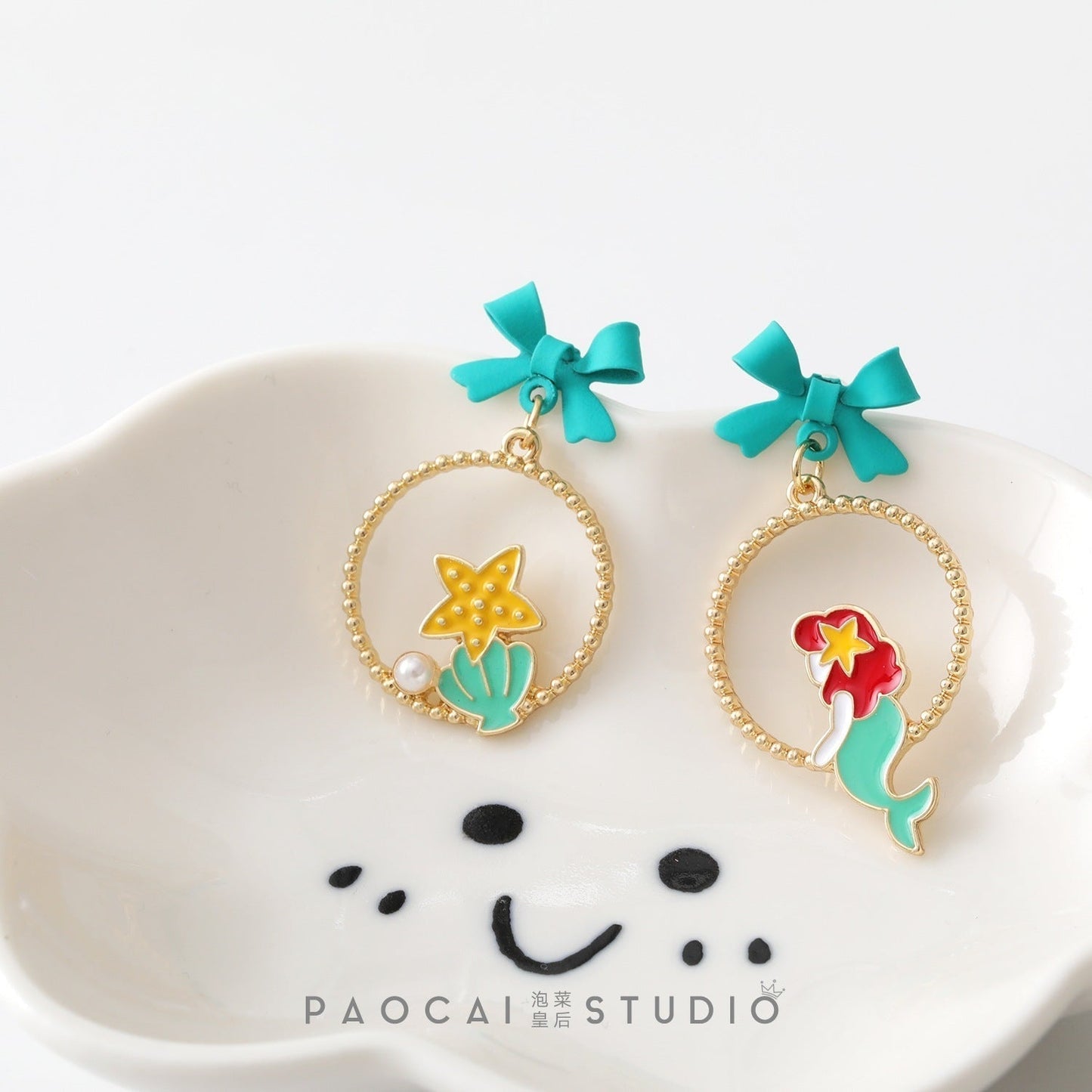 S925 Silver Needle Alloy Enamel Paint Bow Earrings (Minimo de compra 2) YKT001