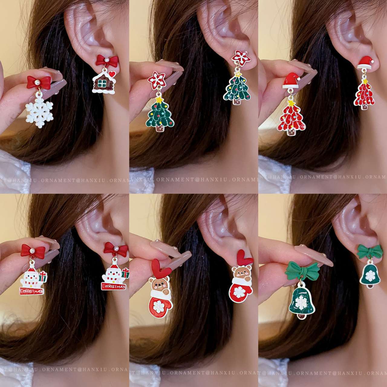 Alloy Christmas bow earrings (Minimo de Compra 2) MIC-HanX002