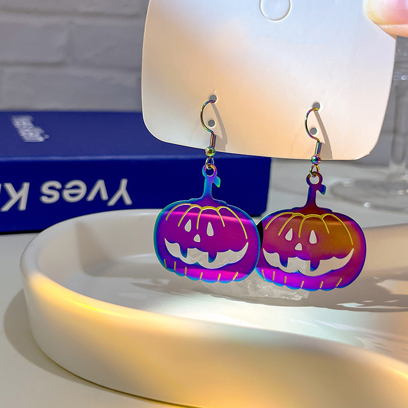 Acrylic Halloween Colorful Gradient Electroplated Animal Earrings MYA-MDD053