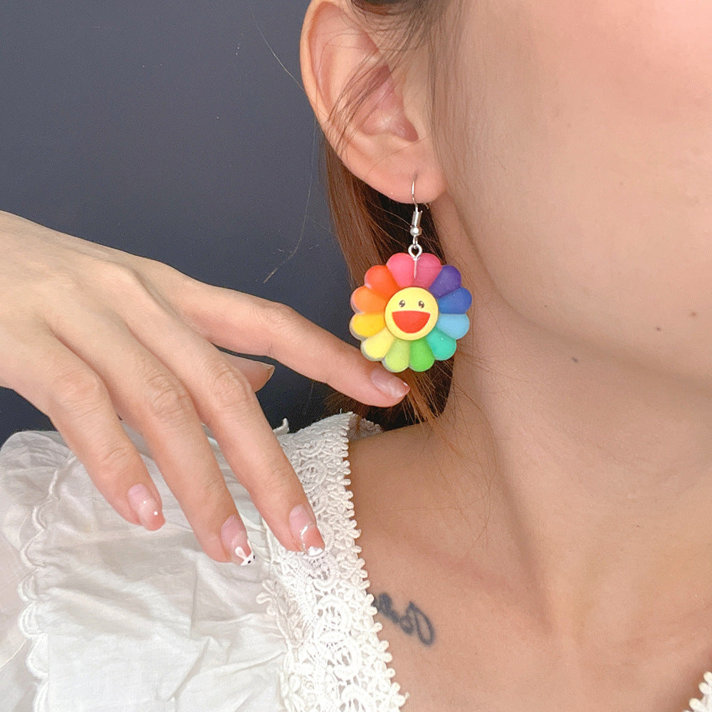 Acrylic New Sunflower Color Earrings PinH012