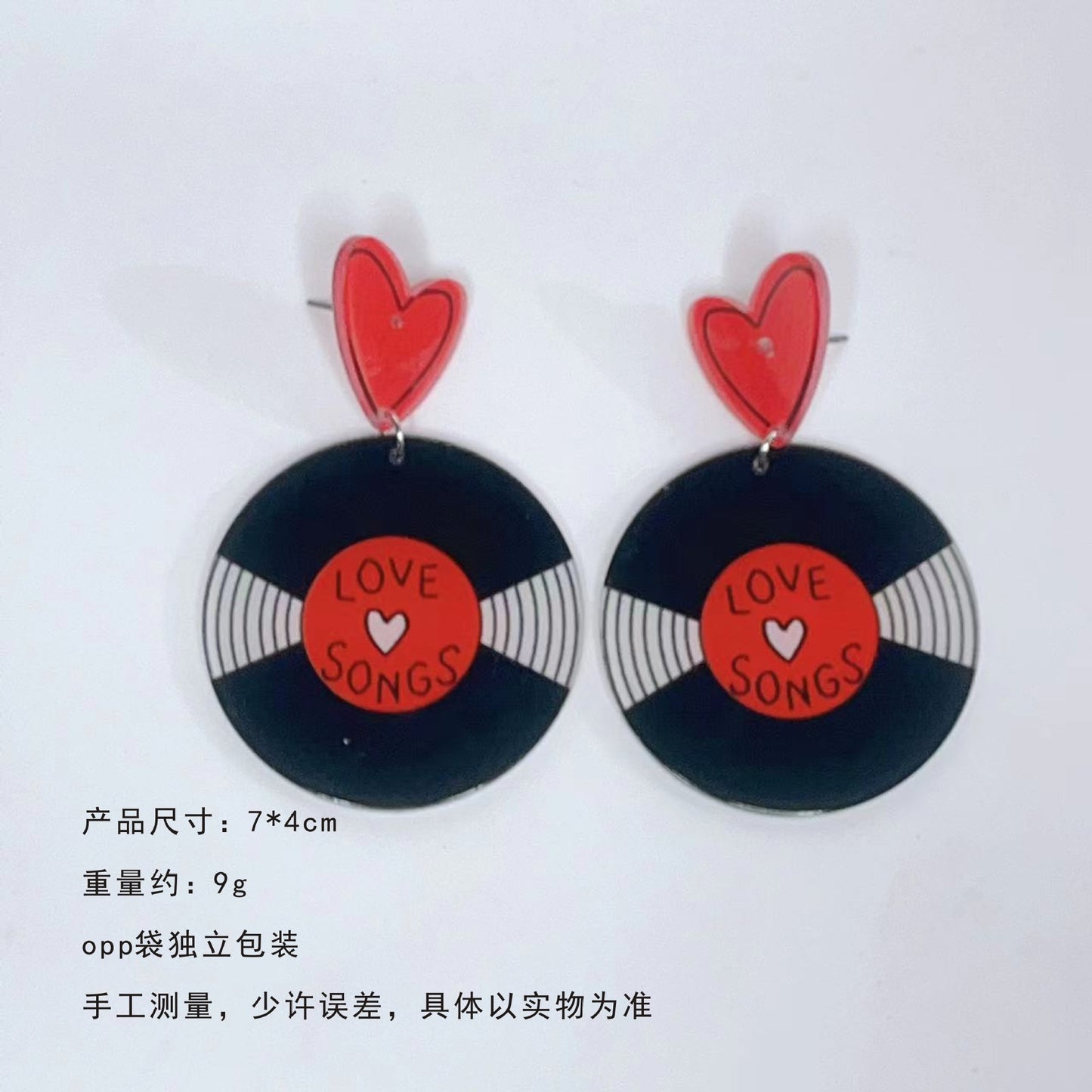 Acrylic Heart Heart Earrings (Minimo de Compra 2) MYA-JiuT013