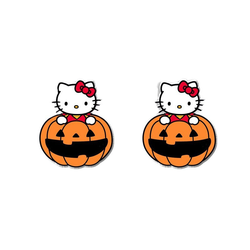 Alloy cartoon black cat pumpkin earrings (Minimo de compra 5) MIC-XiangL077