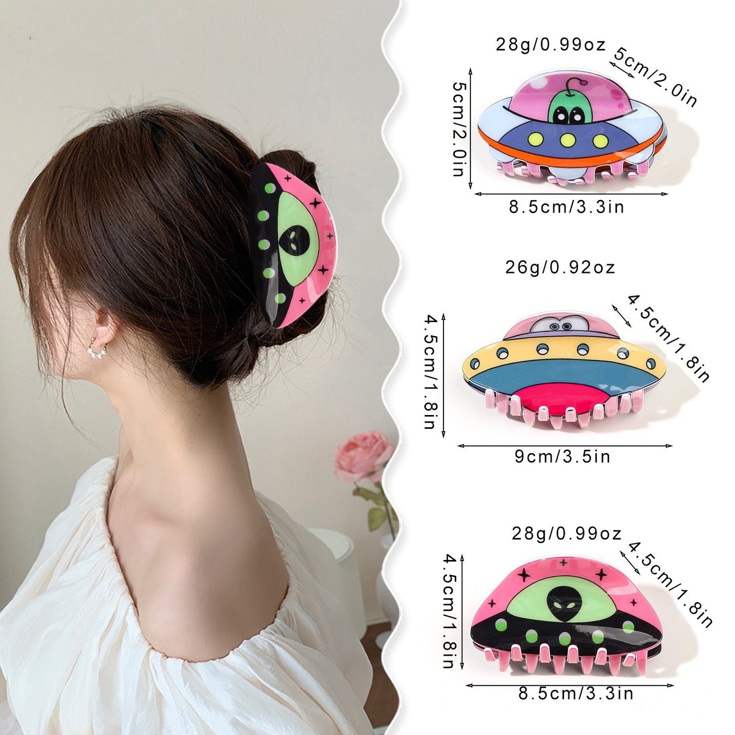 Plastic alien spacecraft acetate hair clip MYA-YHJ003