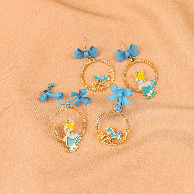 Alloy blue bow earrings （Minimo de compra 2） MYA-FuZ004