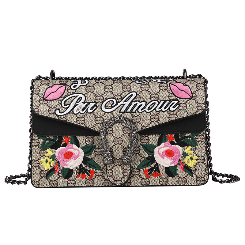 Pu Leather Embroidered Chain Shoulder Bag MIC-FuB003