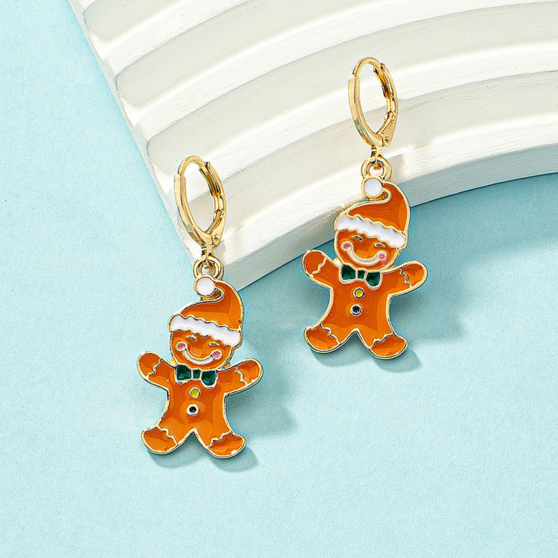 Alloy cartoon gingerbread human earrings (Minimo de compra 2) MIC-HLM011