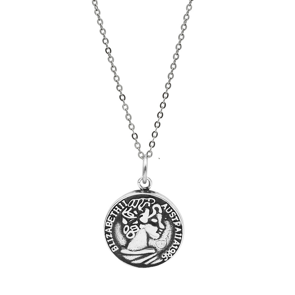 S925 Silver Portrait Round Plate Necklace MIC-DeL004