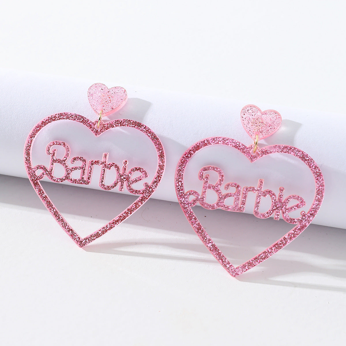 Acrylic pink heart-shaped earrings (Minimo de Compra 5) MIC-DaiW024