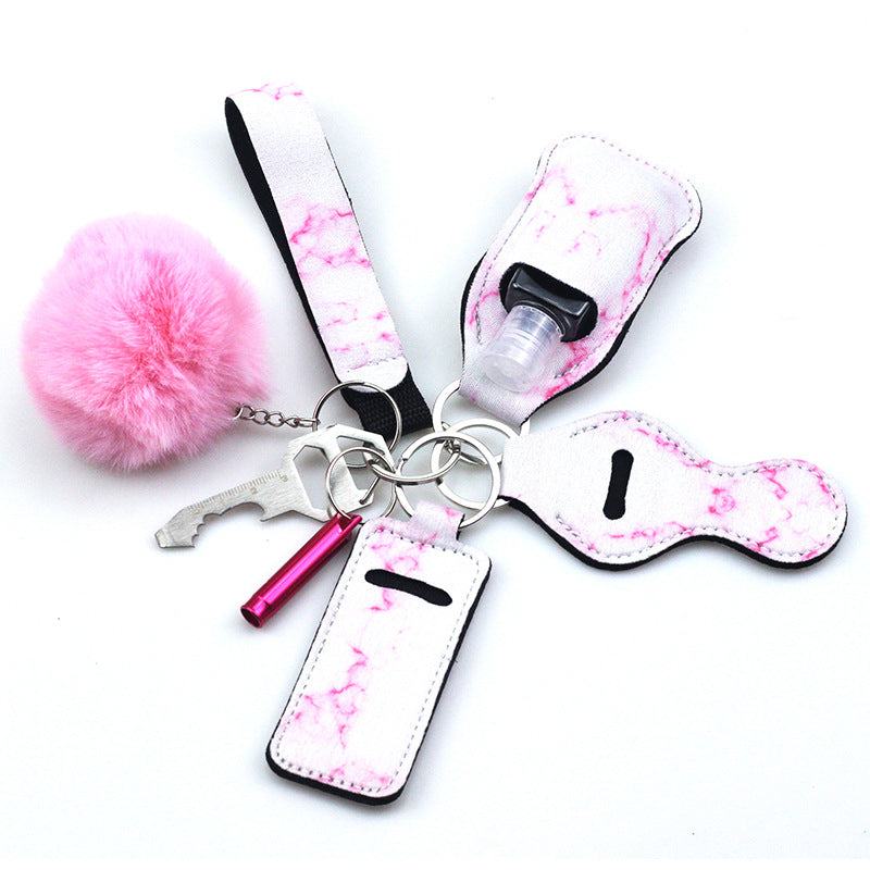 Keychains Diving Cloth 7pcs  Hand Sanitizer Holster Fur Ball MOQ≥2 ChaoH055