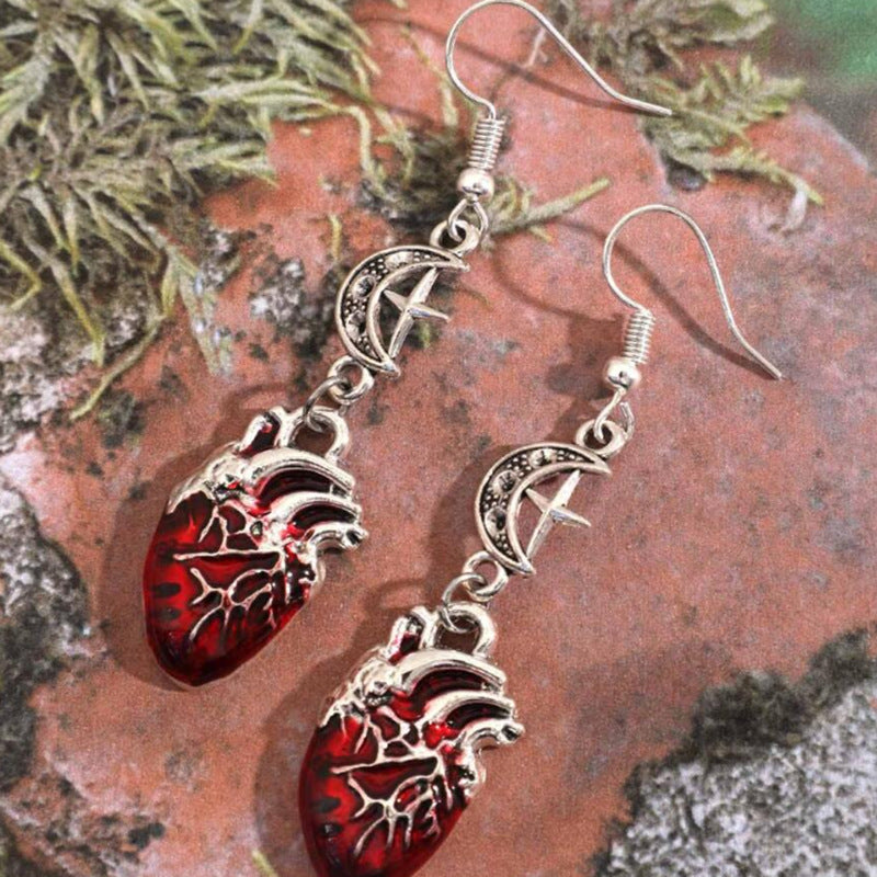 Acrylic Punk Red Heart Earrings MIC-LingX004