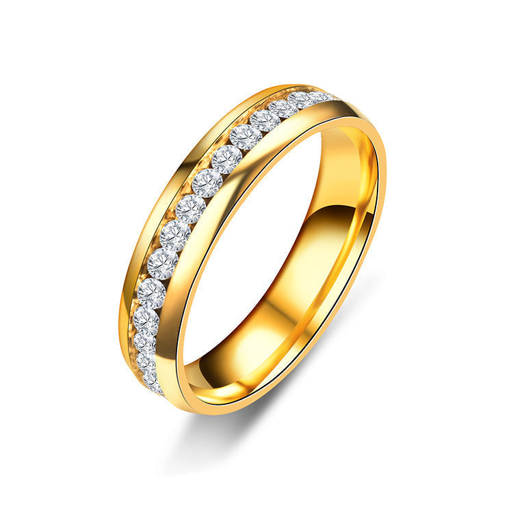 Stainless steel inner and outer arc dotted ring with diamonds MIC-TS019