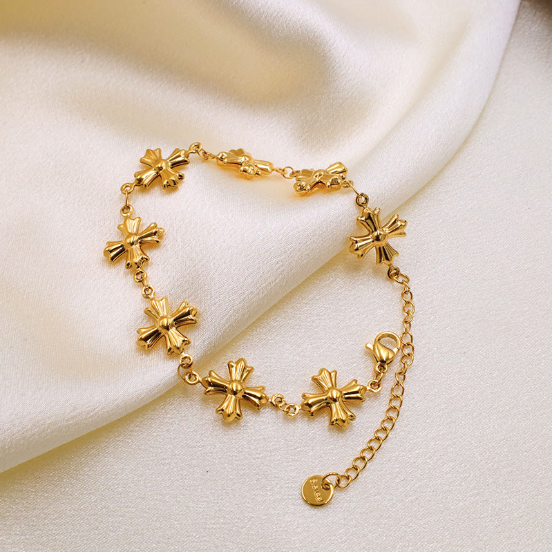 Stainless steel gold-plated cross bracelet MYA-XuanJ024