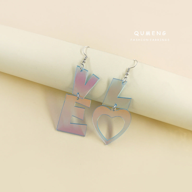 Acrylic pink sequin love letter earrings (Minimo de Compra 2) MIC-QingM019