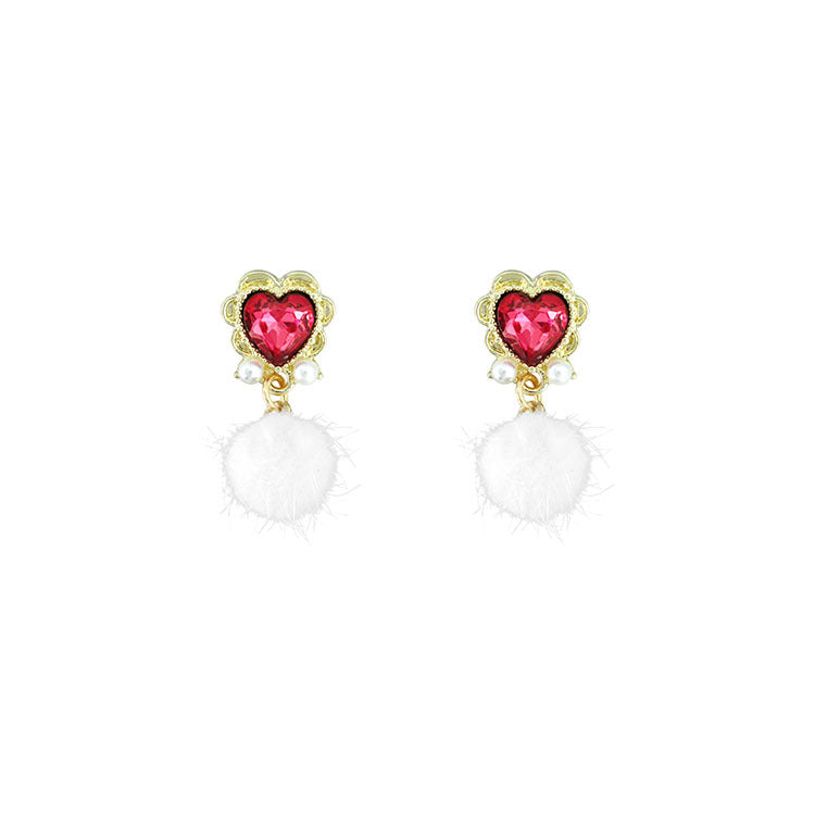 Alloy Heart Petal Crystal Earrings MIC-QingJ047