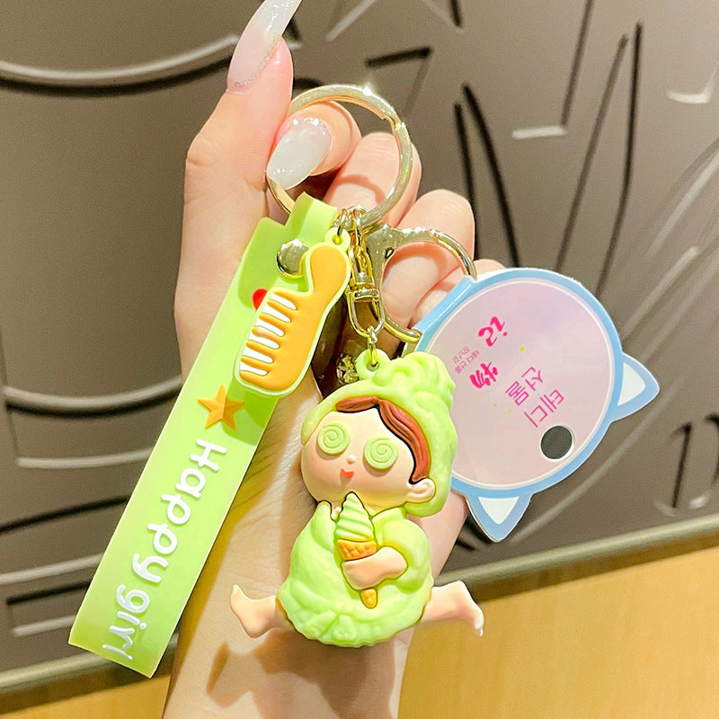 PVC bubble bath towel girl keychain MIC-HongL002