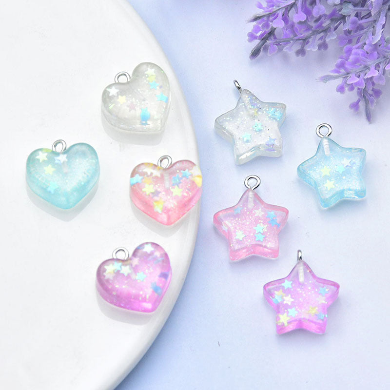 Resin glitter glitter heart accessories MIC-HuiX005