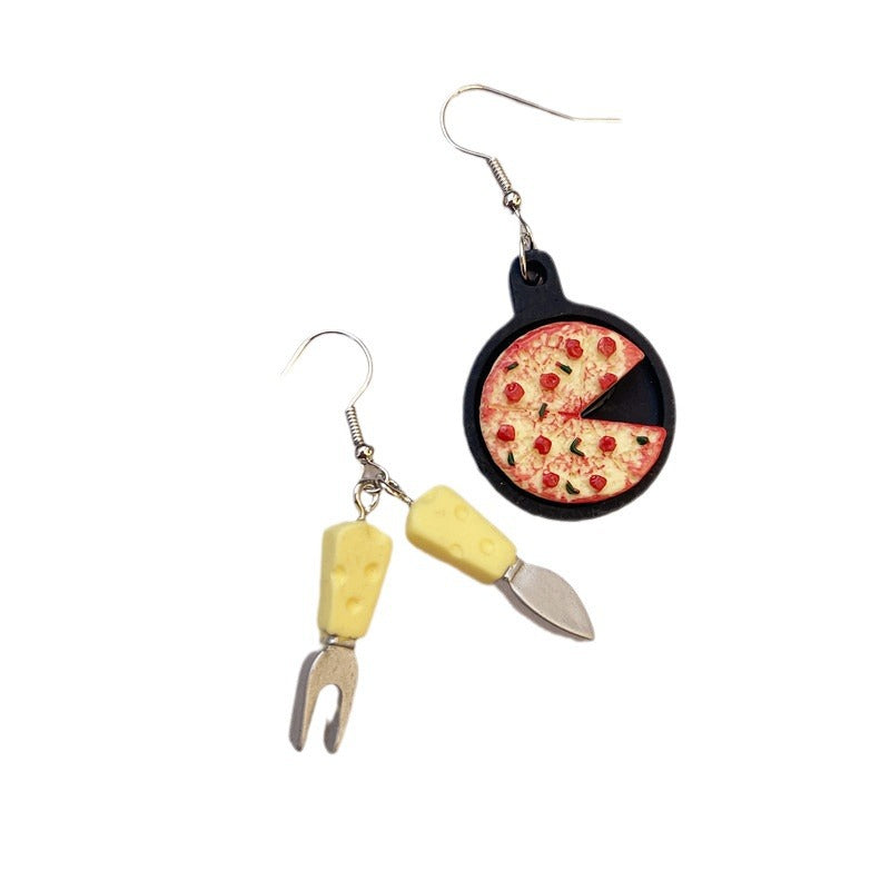 Alloy acrylic simulated pizza earrings MIC-ChouT051