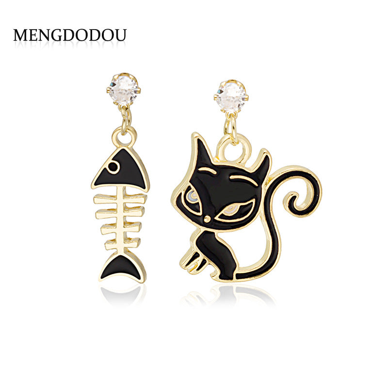 Alloy Asymmetric Cat Fish Bone Earrings MIC-MDD014