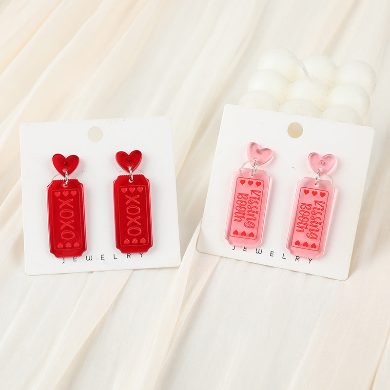 Acrylic Love XOXO Earrings (Minimo de Compra 2) MIC-YueZ003