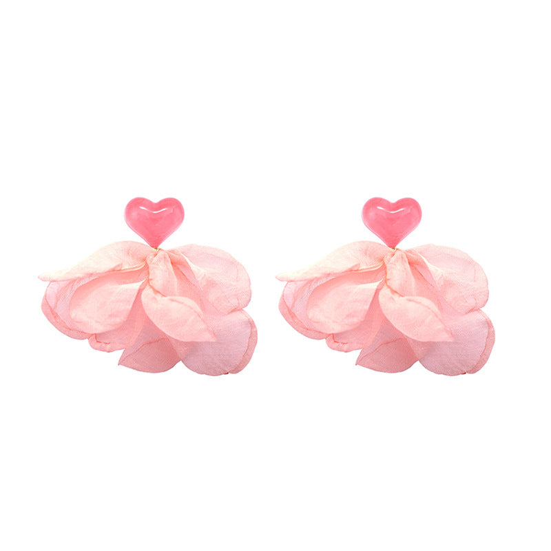 Alloy Pink Jelly Heart Earrings MYA-MDD166