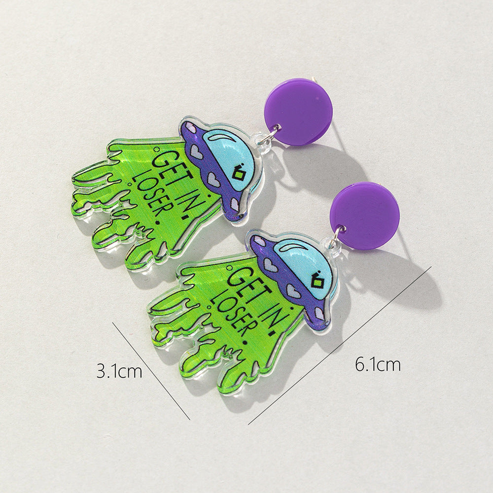 Acrylic Cute Alien Earrings (Minimo de Compra 2) MIC-BeiQ005