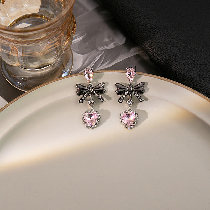 Alloy pink heart-shaped earrings MIC-MDD147