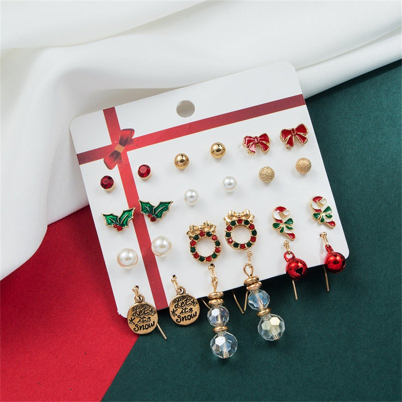 Alloy Christmas Bell Set with Diamond Combination Earrings (Minimo de Compra 2)  MIC-JueH003