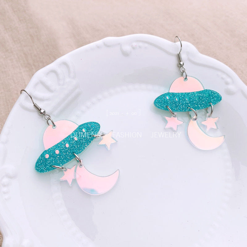 Acrylic Moon Star Earrings （Minimo de compra 2） MIC-OuG016