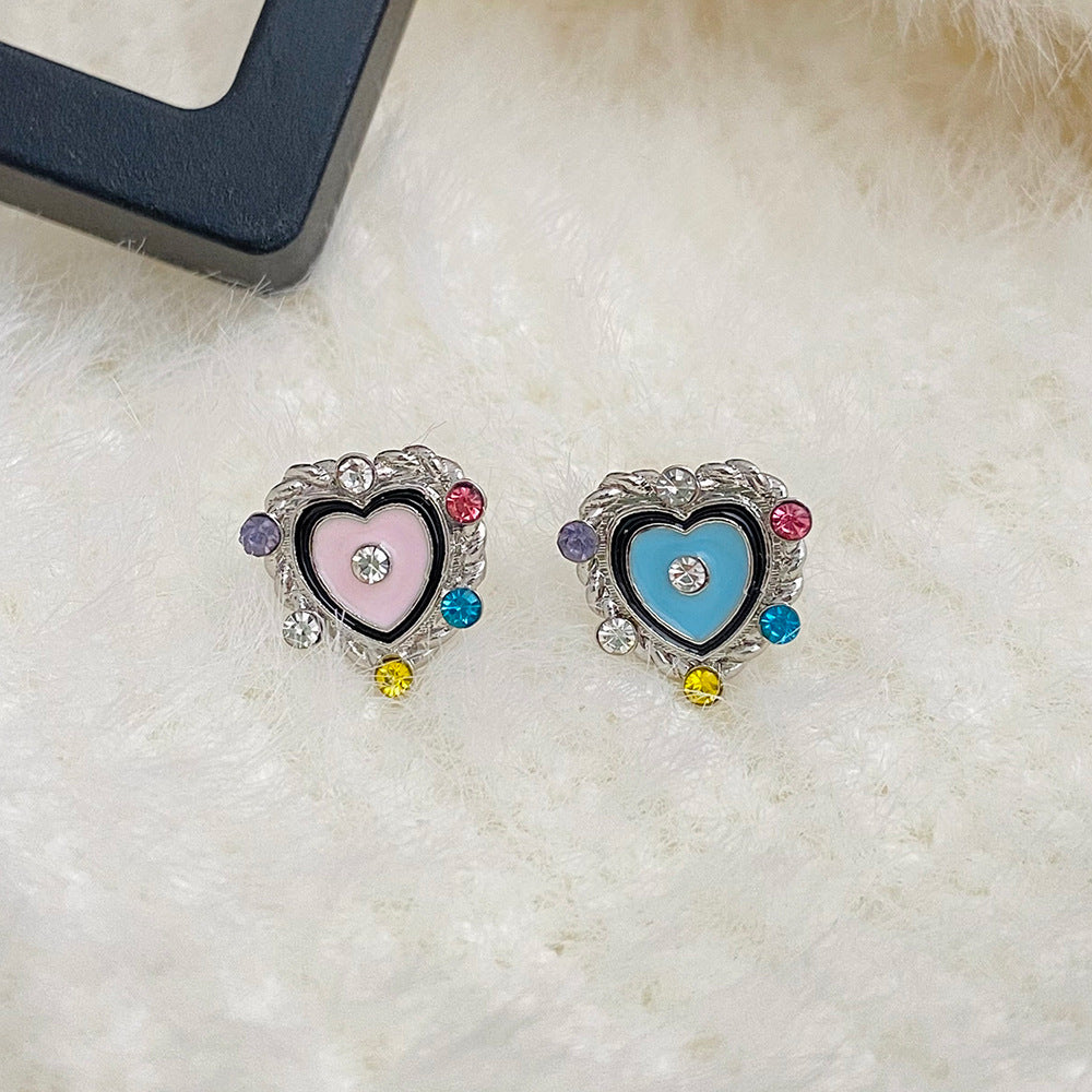 Alloy colored peach heart earrings MIC-MaiD003