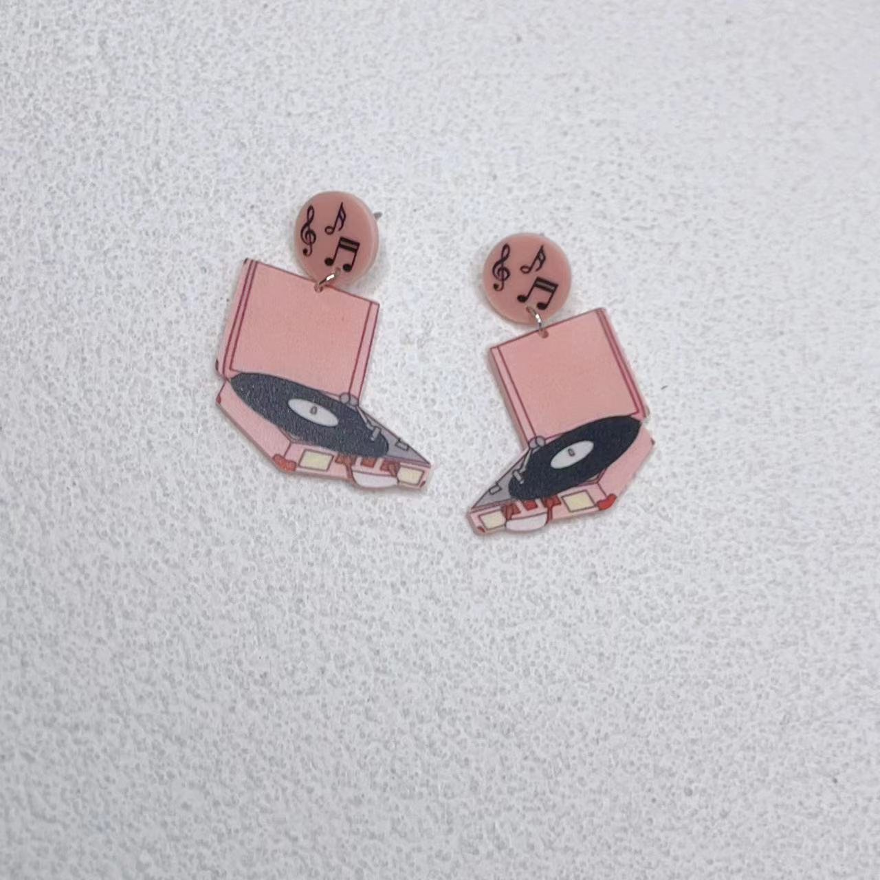 Acrylic printed music symbol earrings MIC-JiuT008