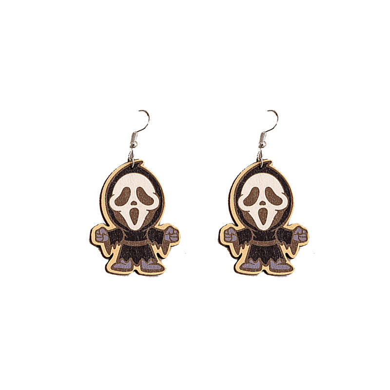 Acrylic Halloween Ghost Skull Earrings MYA-MDD054