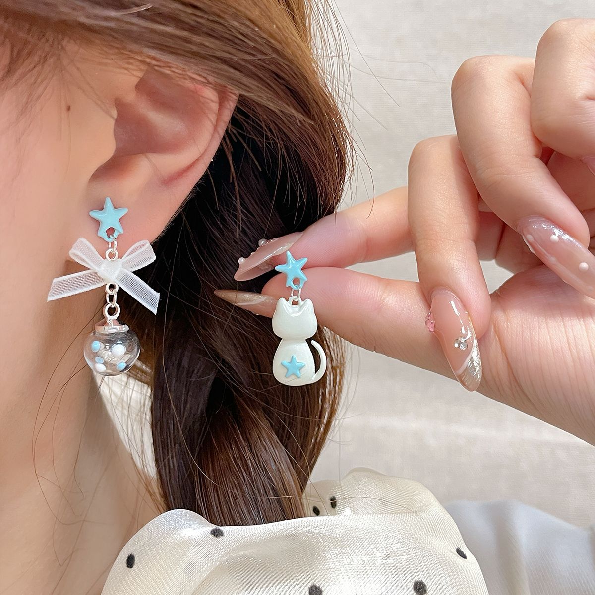 Alloy cat bubble ball earrings MIC-ShuangX049