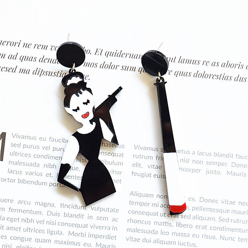 Cute Acrylic Cartoon Lady Earrings MIC-XieN011