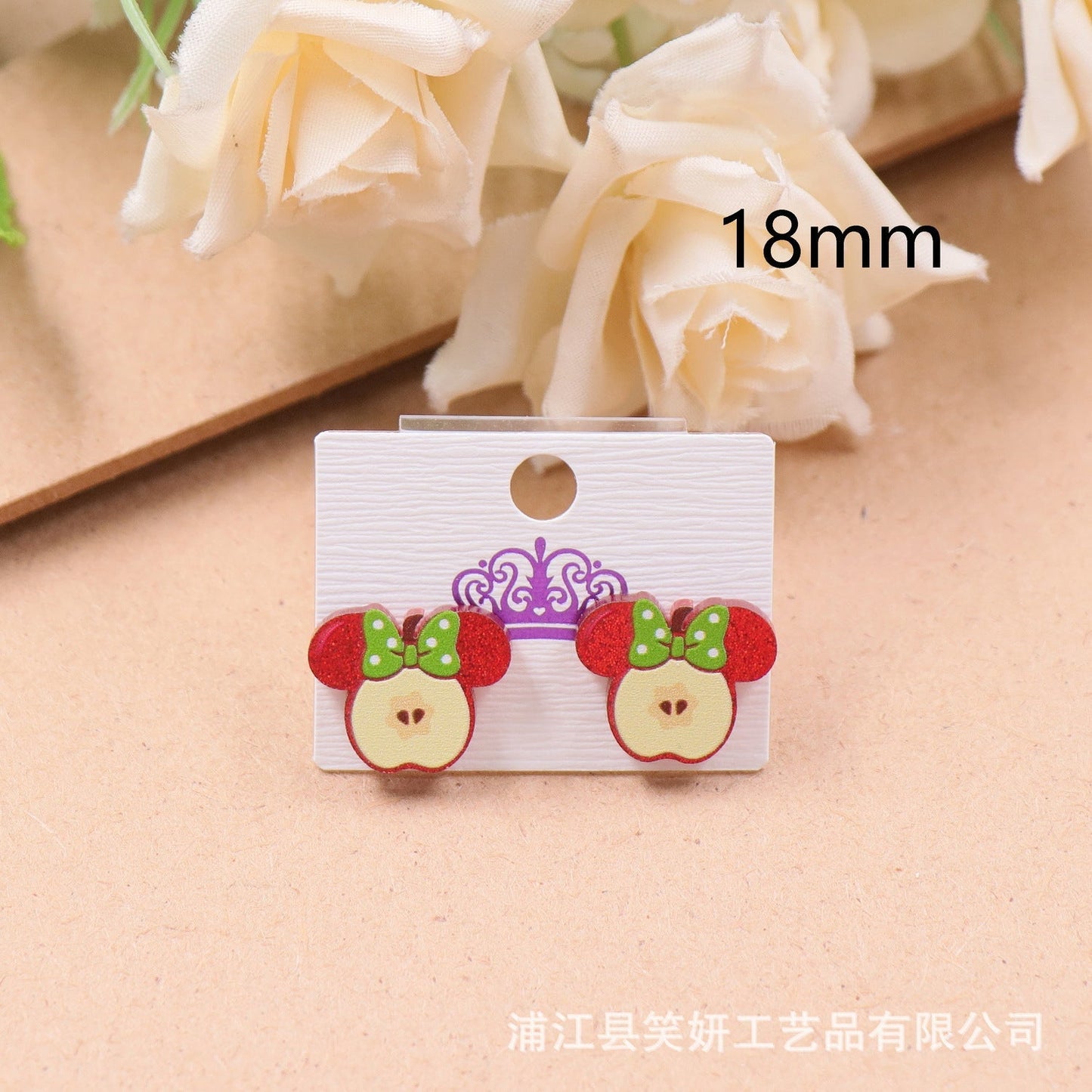 Acrylic Pink Mouse Earrings （Minimo de compra 5） MIC-XiaoY015