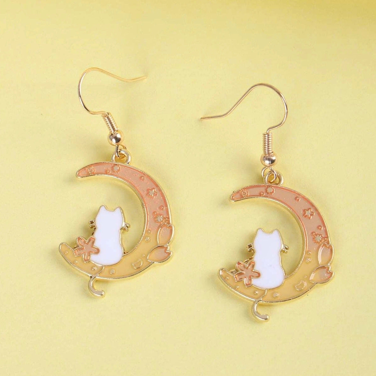 Alloy Cute Moon Cat Earrings (Minimo de Compra 2) MIC-JianL021