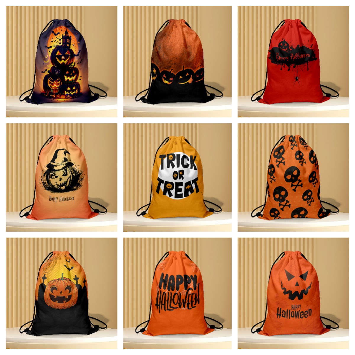 Polyester Halloween drawstring backpack (Minimo de Compra 2) MIC-QB003