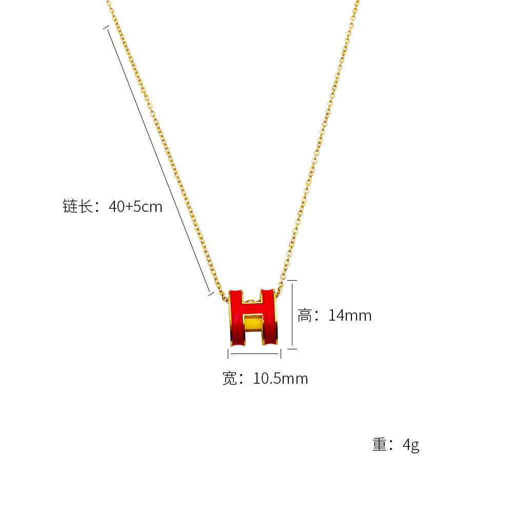 Stainless steel gold-plated letter H necklace MYA-XuanJ029